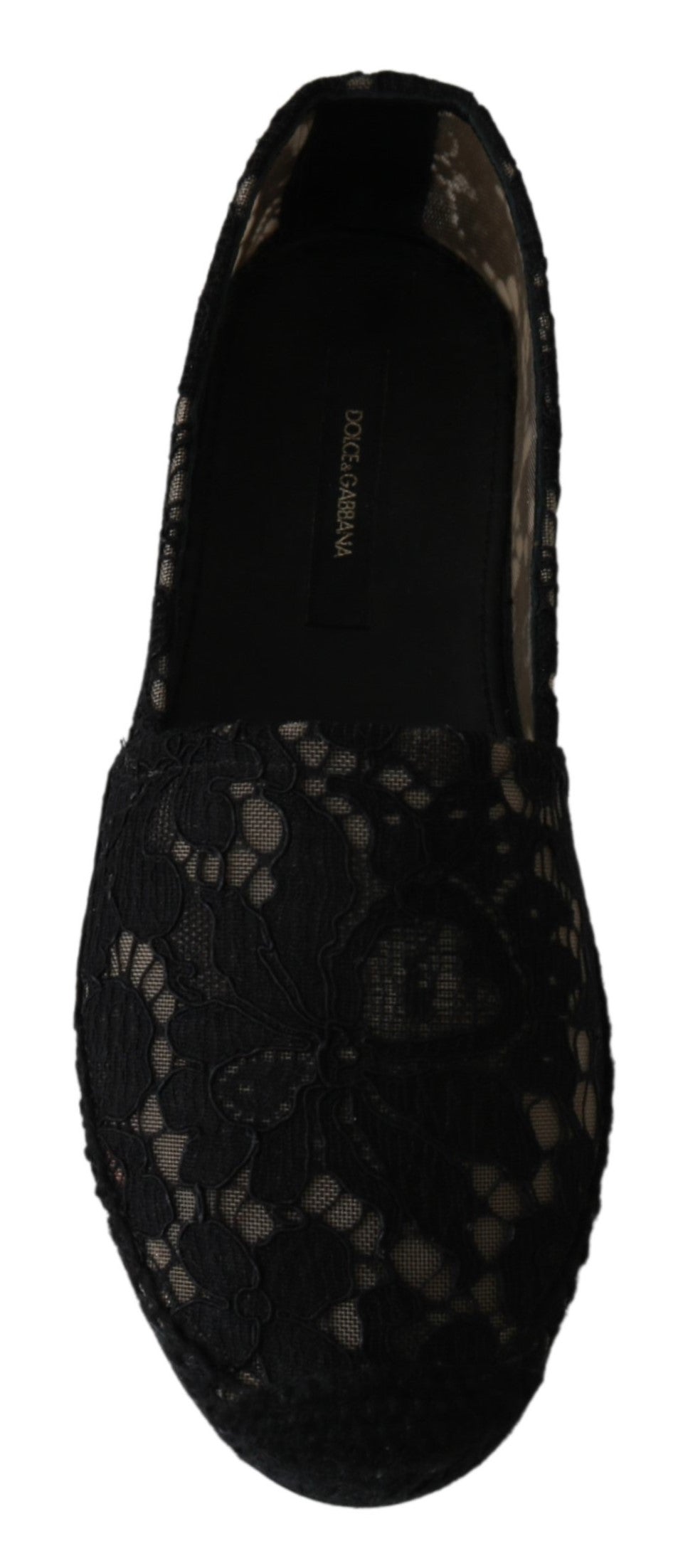 Schwarze Spitze Baumwolle Espadrilles Schuhe