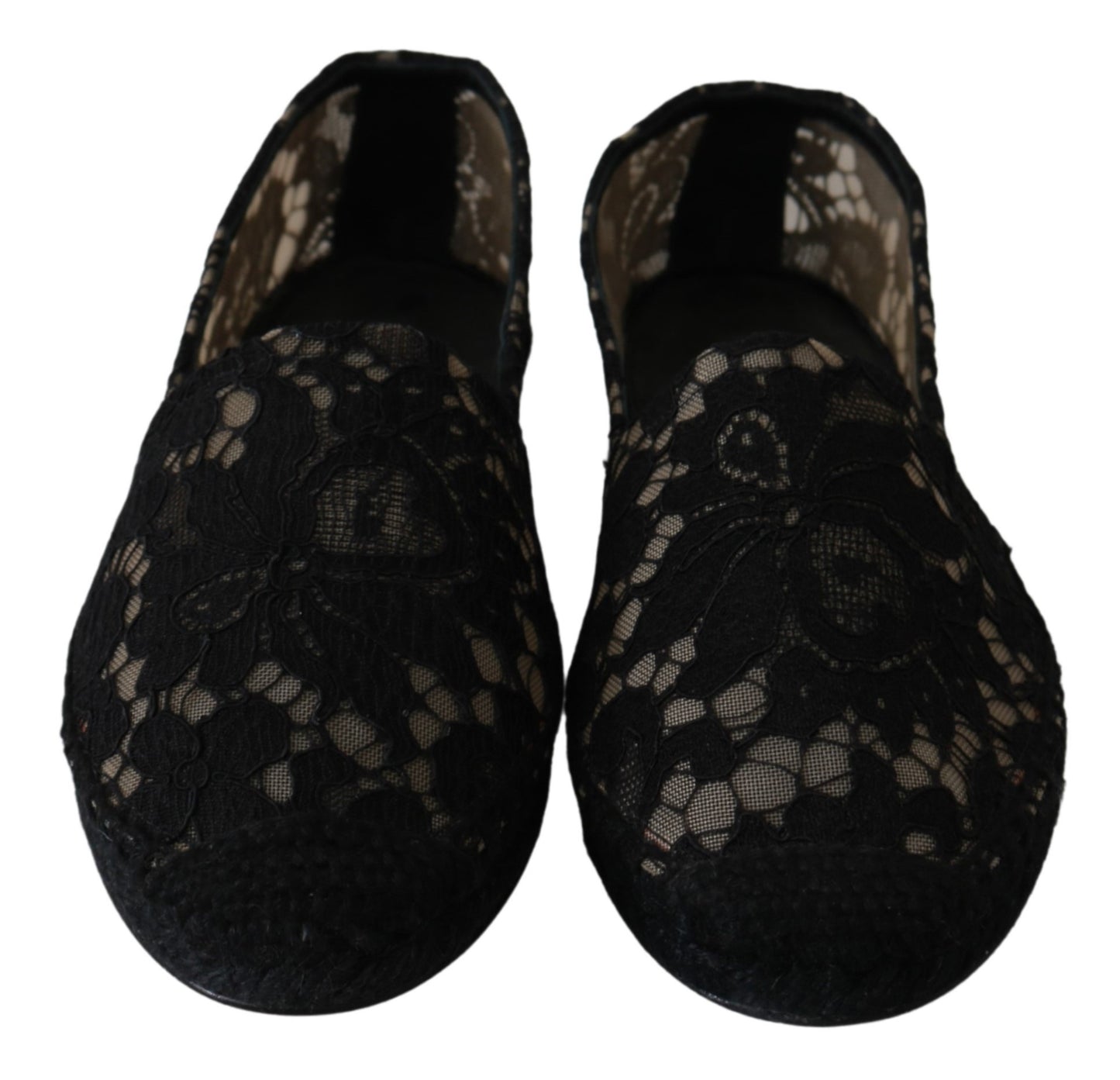 Schwarze Spitze Baumwolle Espadrilles Schuhe
