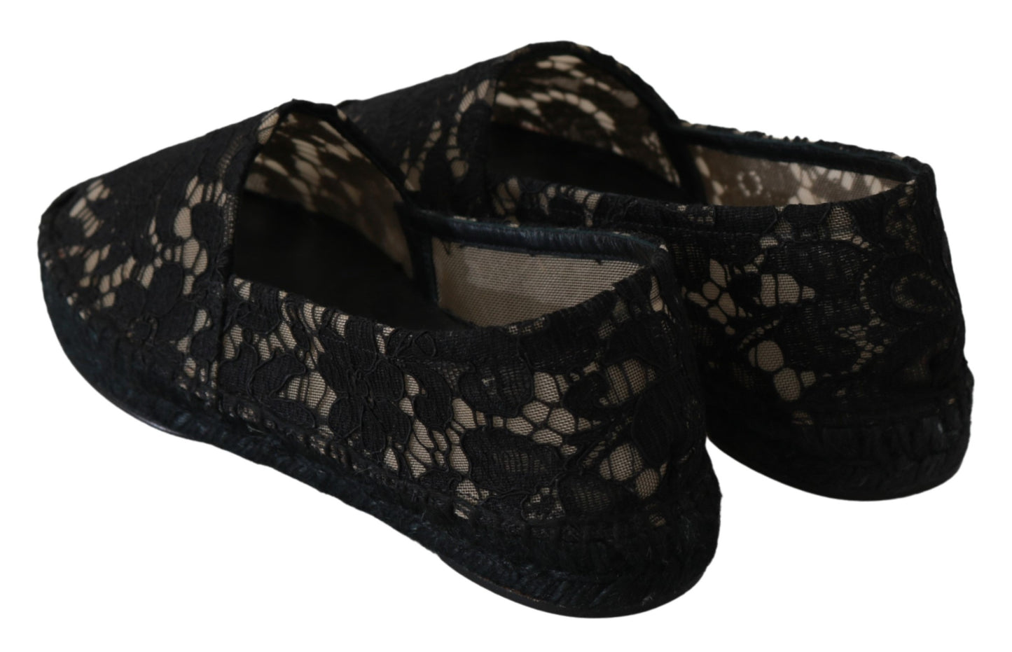 Schwarze Spitze Baumwolle Espadrilles Schuhe