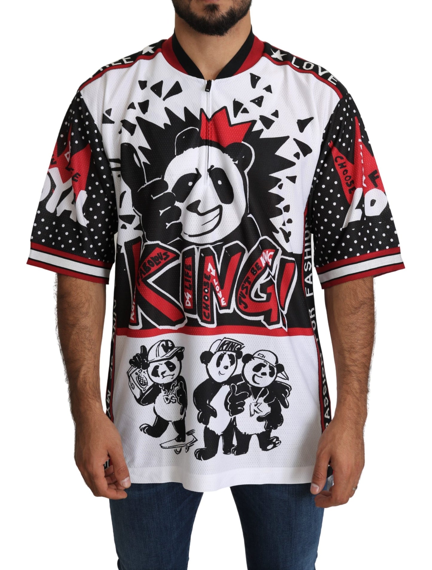 Weißes King Panda Top Polyester Herren-T-Shirt