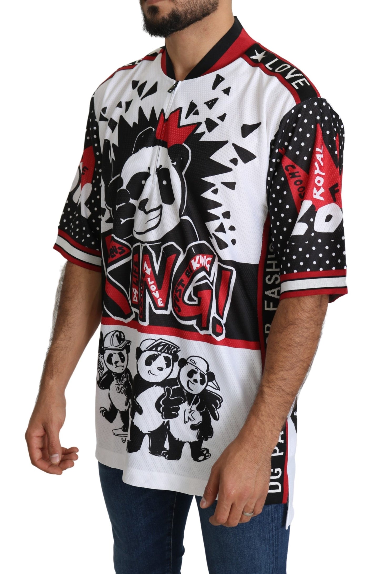 Weißes King Panda Top Polyester Herren-T-Shirt