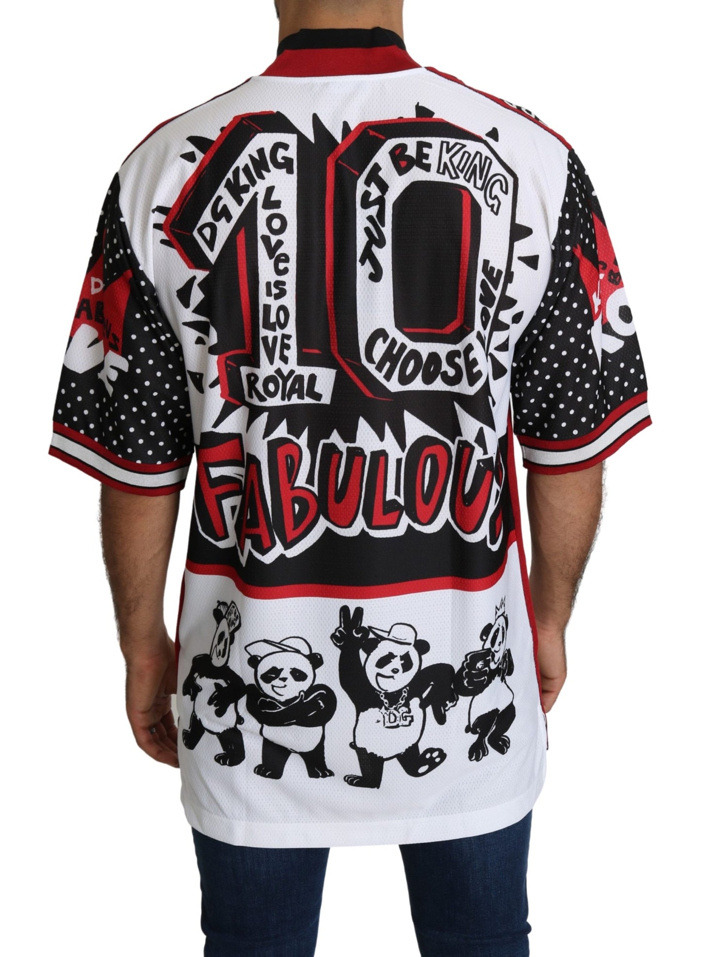 Weißes King Panda Top Polyester Herren-T-Shirt