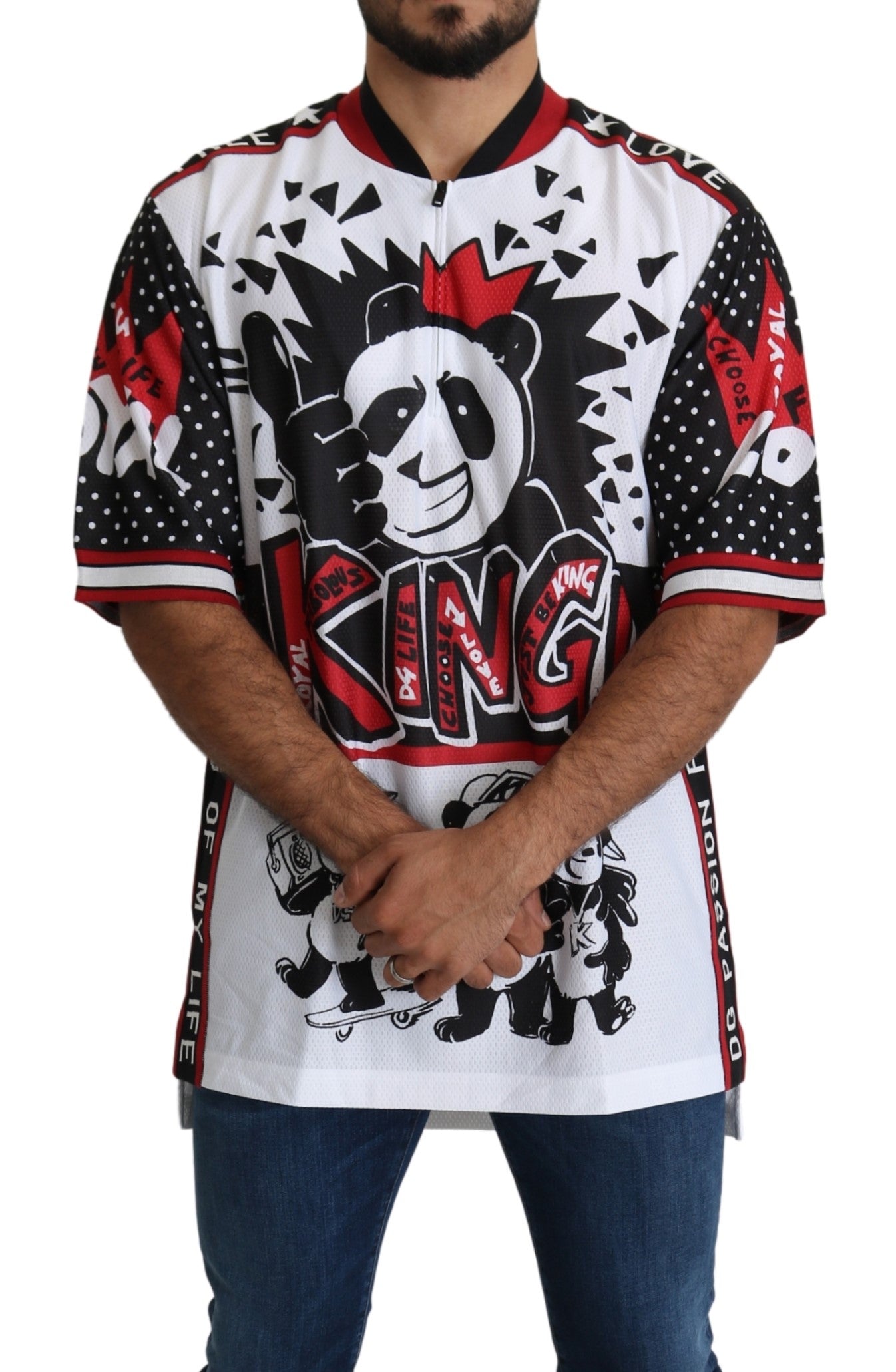 Weißes King Panda Top Polyester Herren-T-Shirt