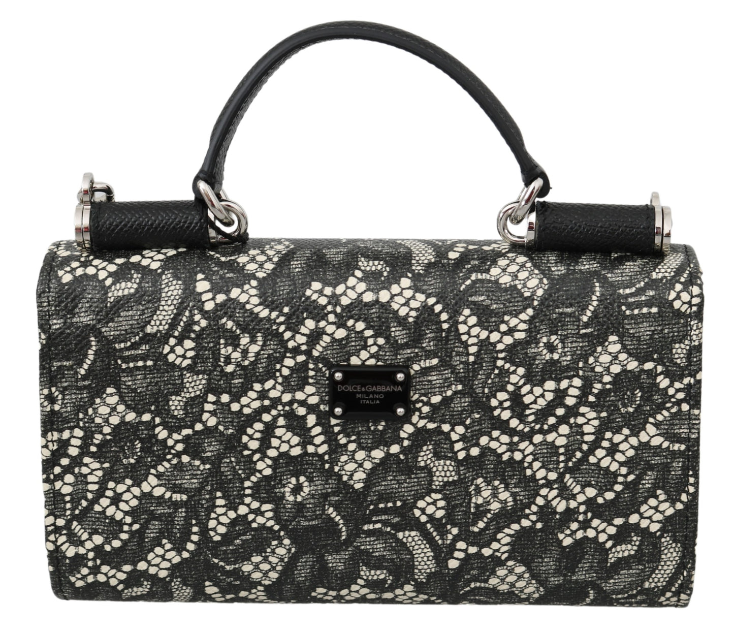 Schwarze Spitze Leder Kristall Rosen Sicily Von Geldbeutel Tasche