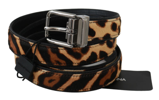 Braun gemusterter Ledergürtel mit Silberschnalle