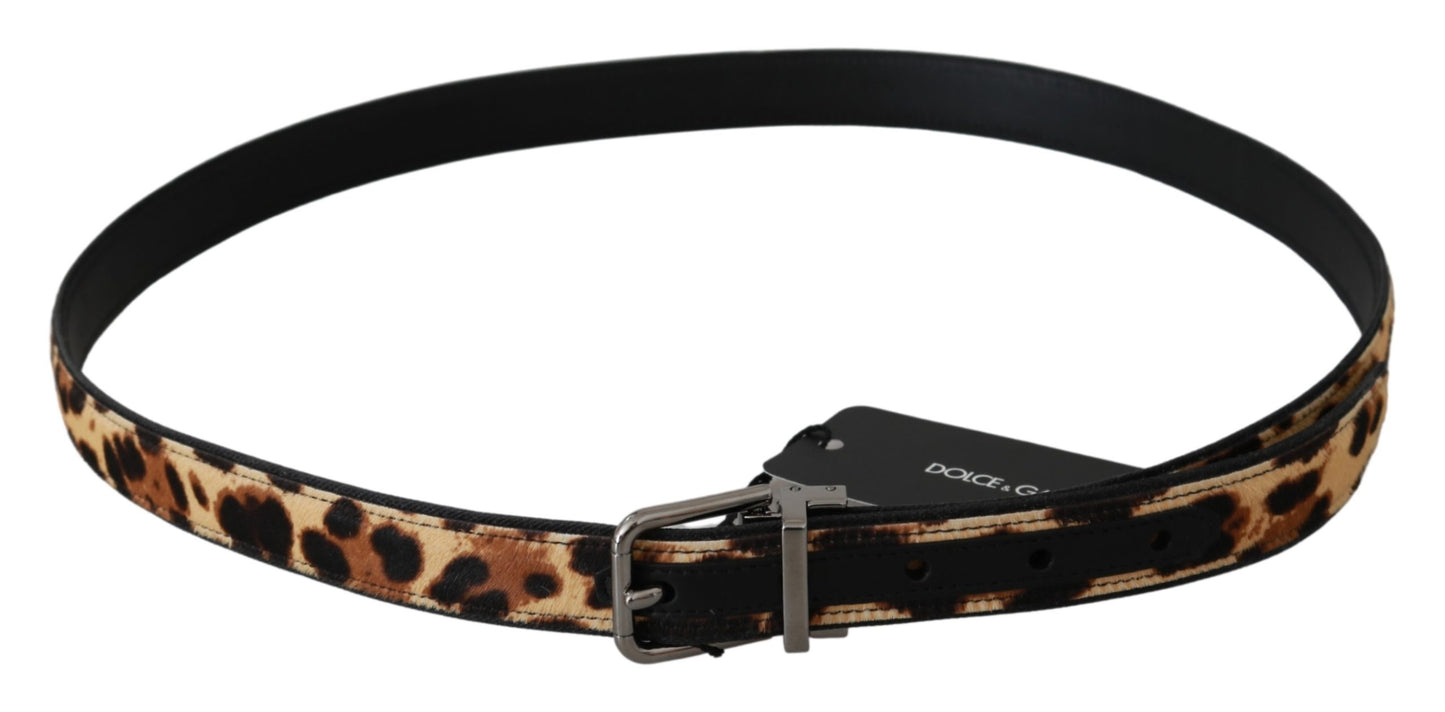 Braun gemusterter Ledergürtel mit Silberschnalle