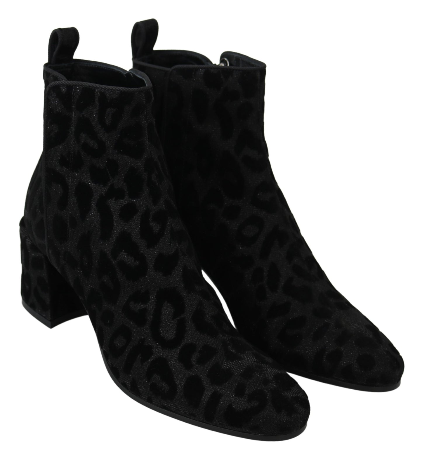 Schwarzer Leopard Kurze Stiefel Schuhe mit Reißverschluss