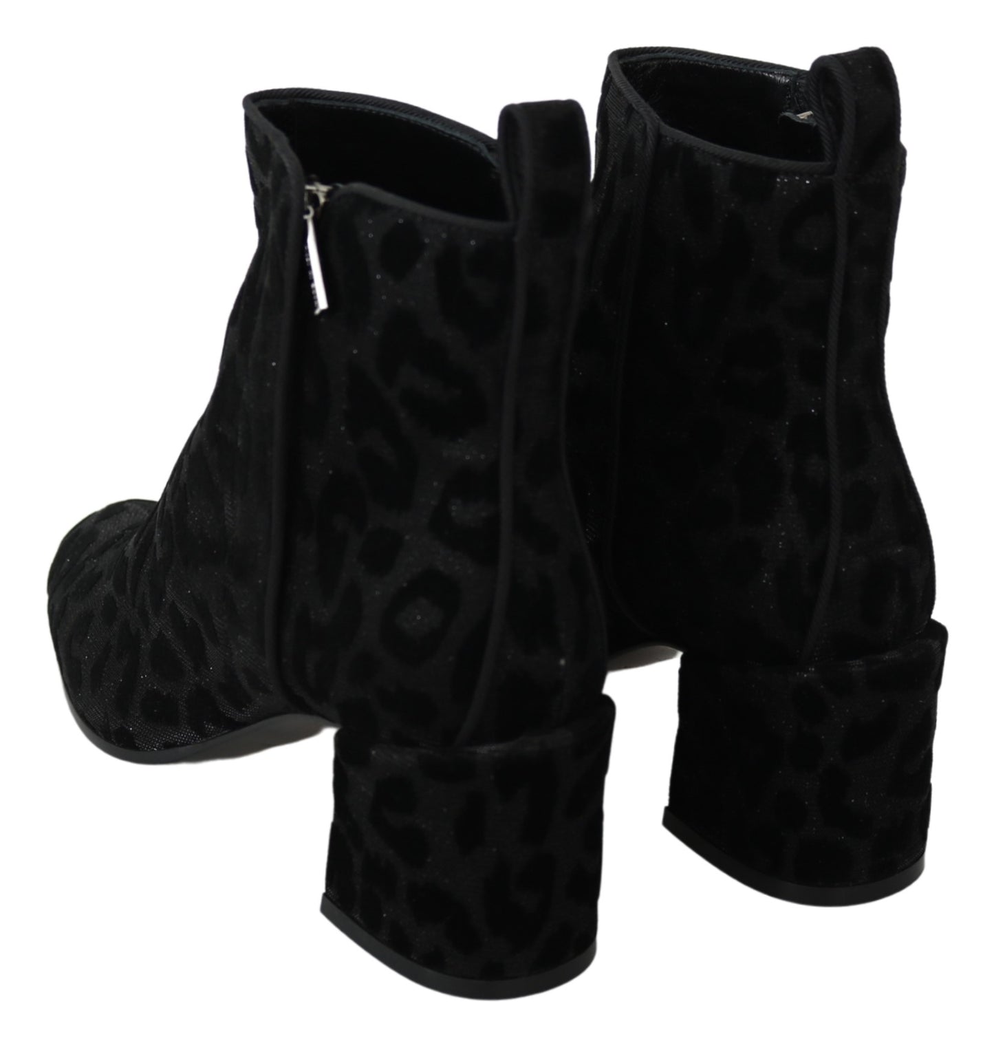 Schwarzer Leopard Kurze Stiefel Schuhe mit Reißverschluss