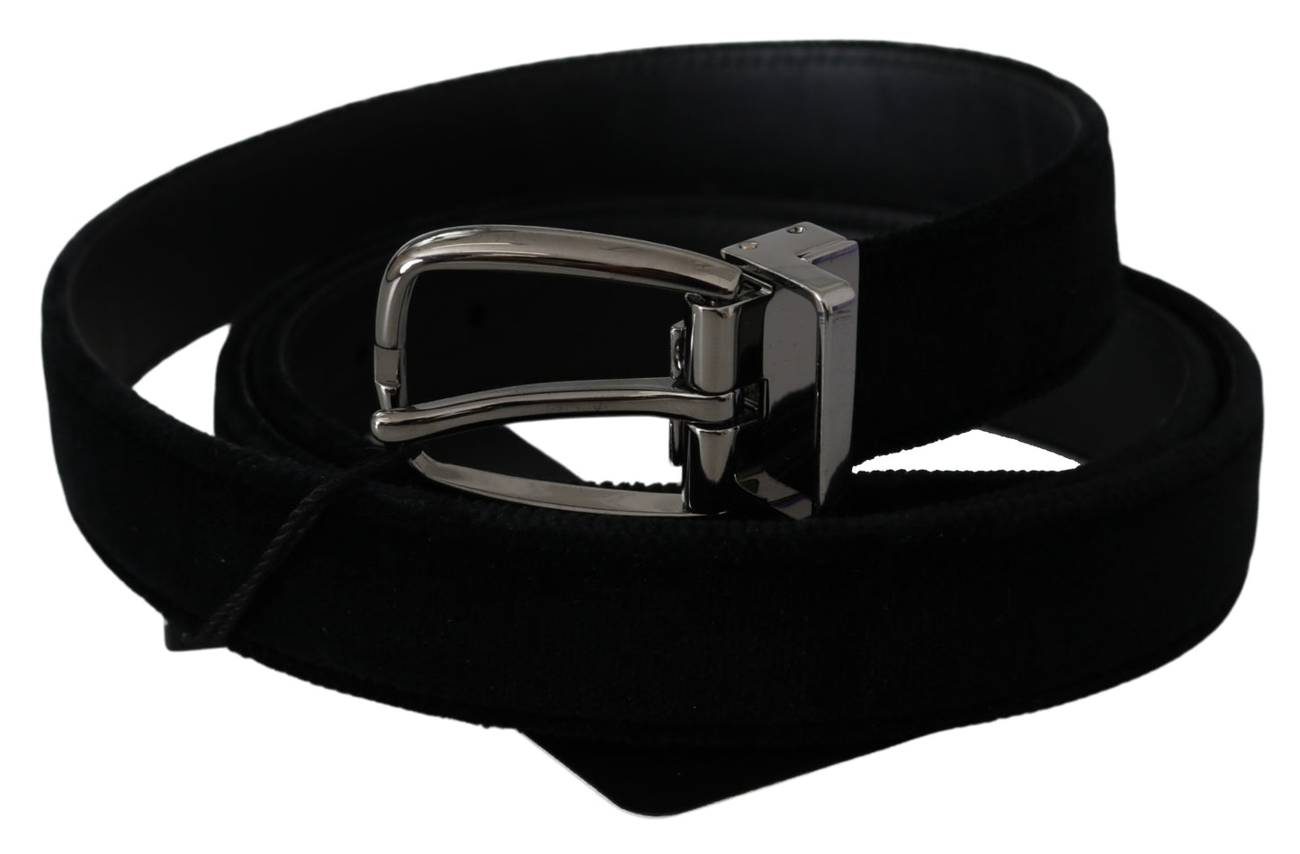 Schwarzer Samt Silber Metallschnalle Kleid Gürtel