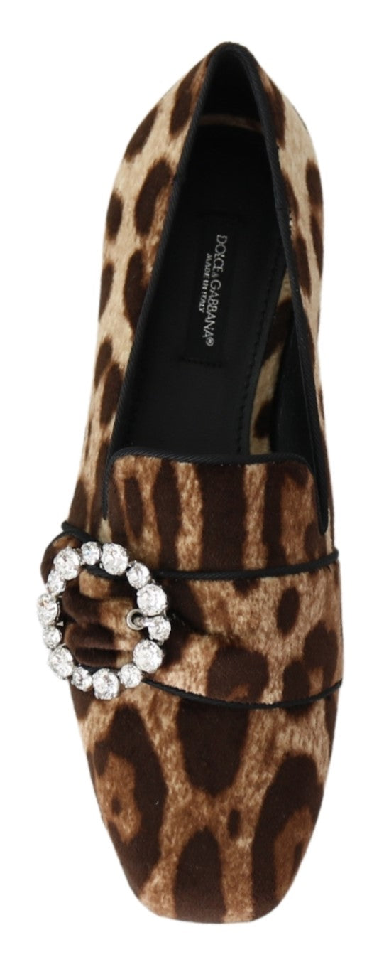 Braun Leopard Print Kristalle Loafers Flats Schuhe