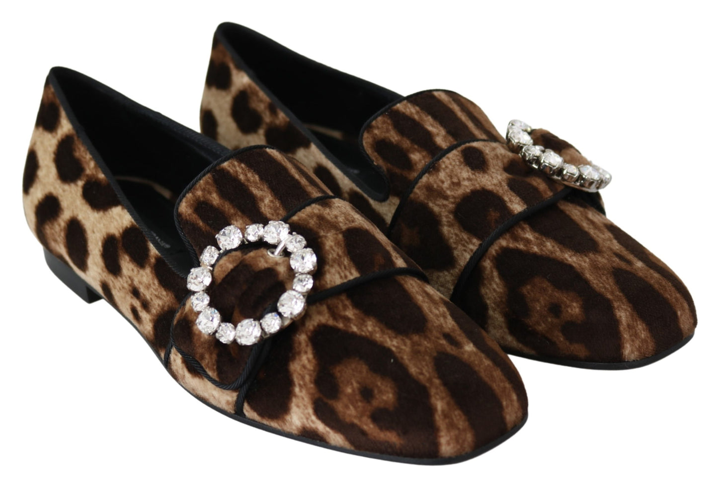 Braun Leopard Print Kristalle Loafers Flats Schuhe