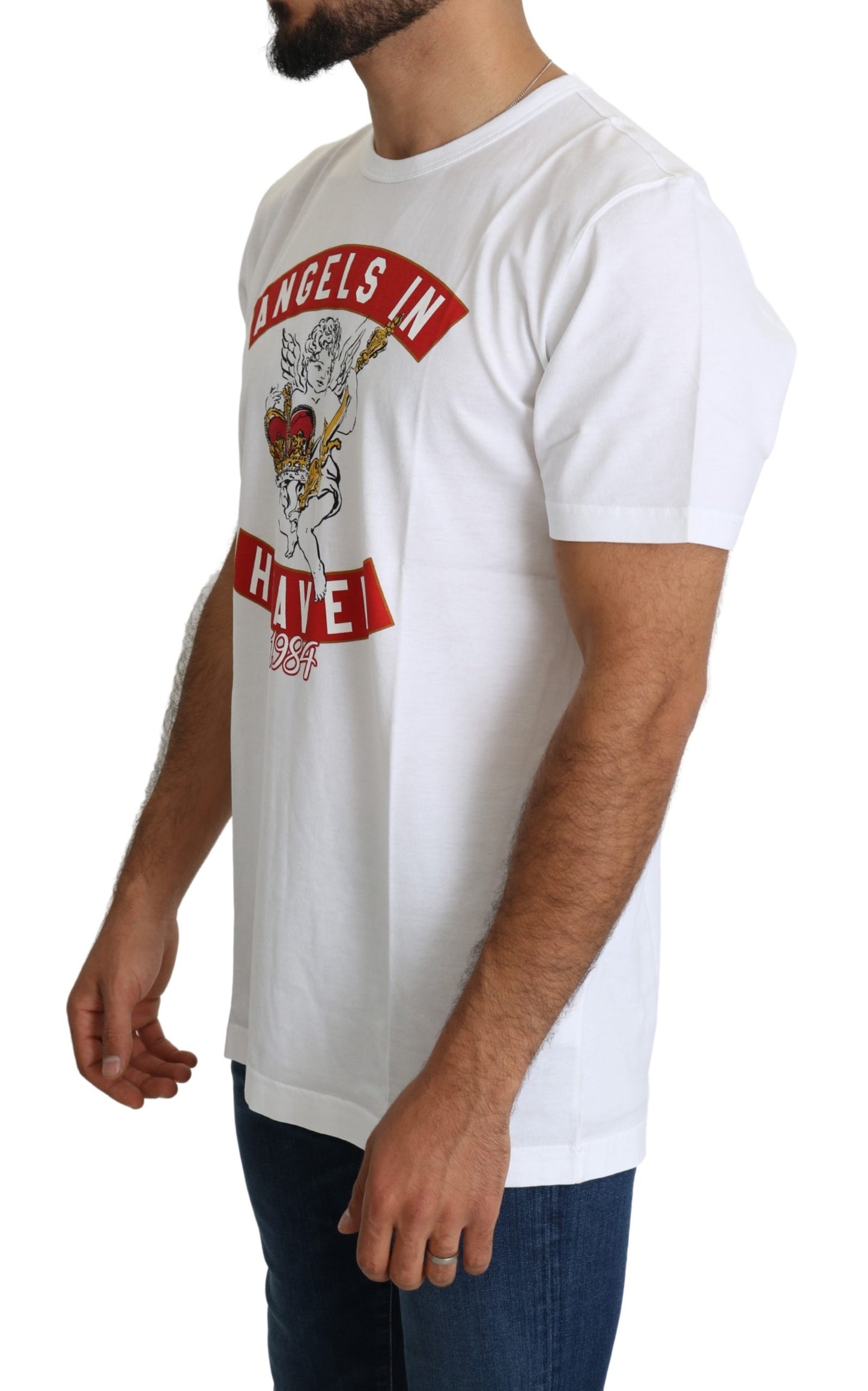 Weißes Baumwoll-Top Engel im Himmel Herren-T-Shirt