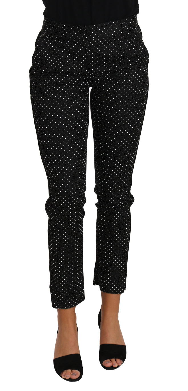 Schwarzes Kleid Polka Dot Cropped Straight Pants
