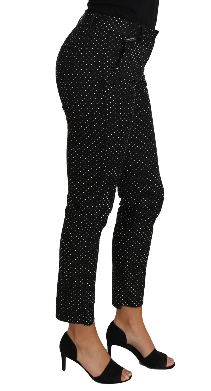 Schwarzes Kleid Polka Dot Cropped Straight Pants