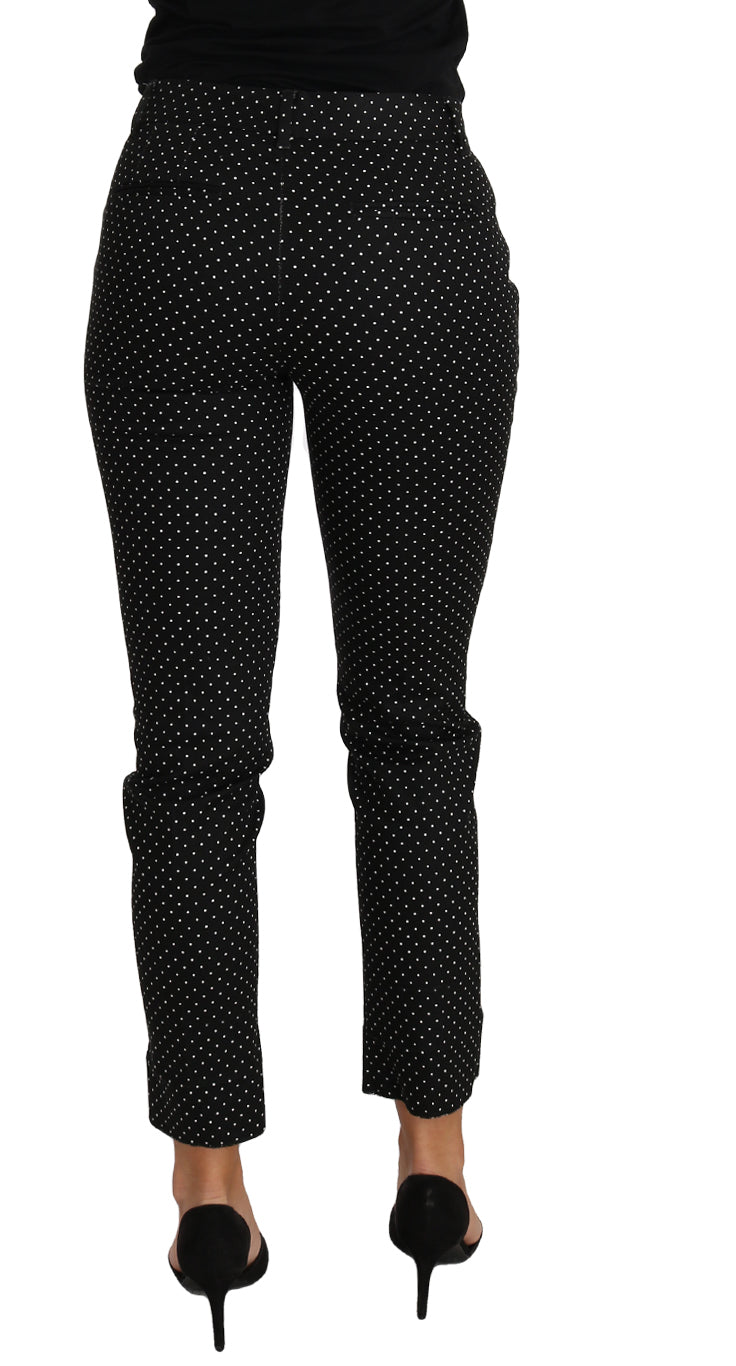Schwarzes Kleid Polka Dot Cropped Straight Pants