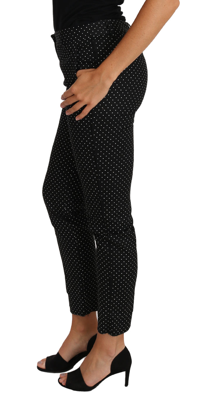 Schwarzes Kleid Polka Dot Cropped Straight Pants