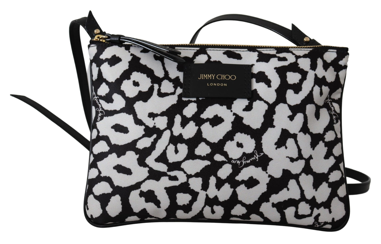 Candice Clutch Schultertasche aus weißem und schwarzem Nylon