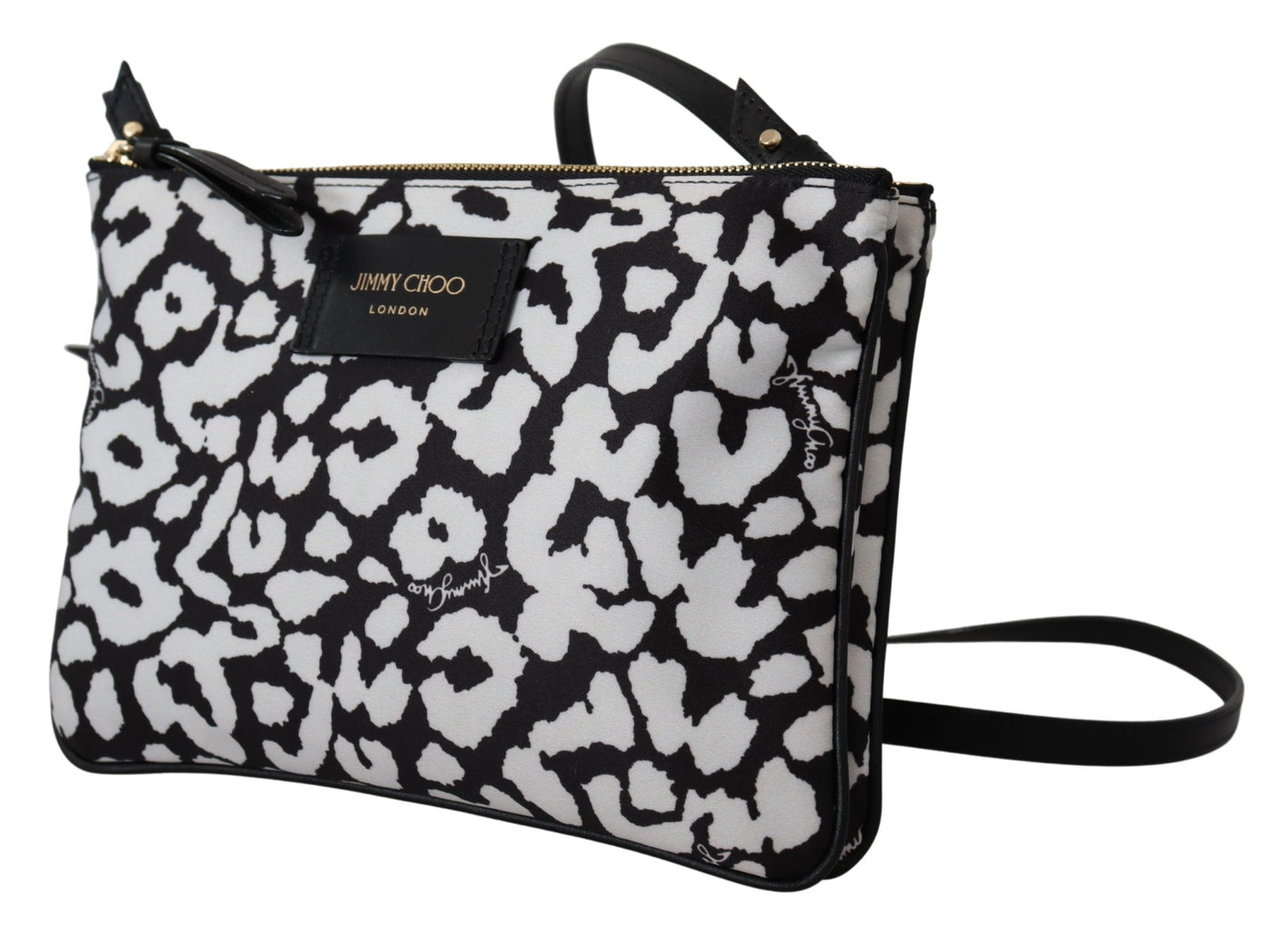 Candice Clutch Schultertasche aus weißem und schwarzem Nylon