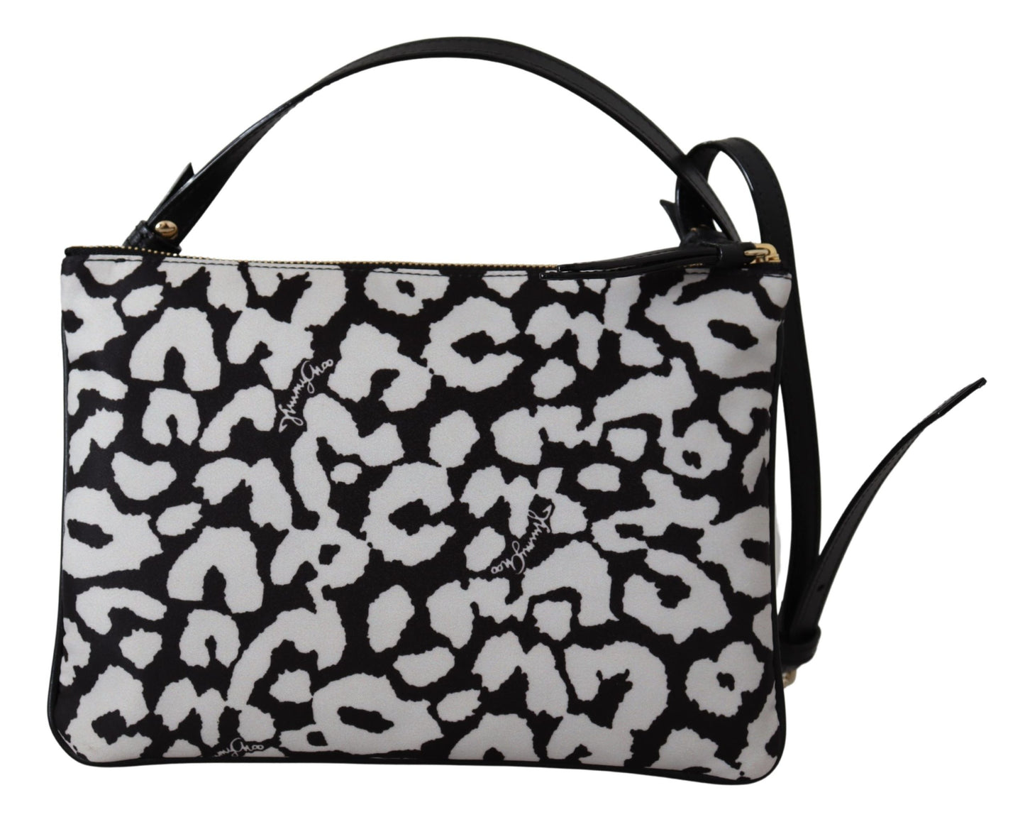 Candice Clutch Schultertasche aus weißem und schwarzem Nylon