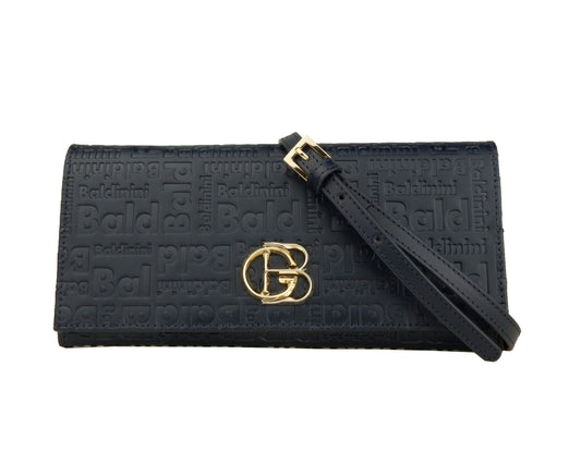 Dunkelblaue Kalbsleder Monogramm Crossbody Tasche