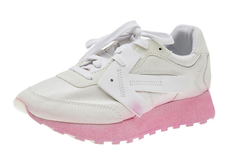 Weiß Rosa Wildleder & Polyamid Sneakers