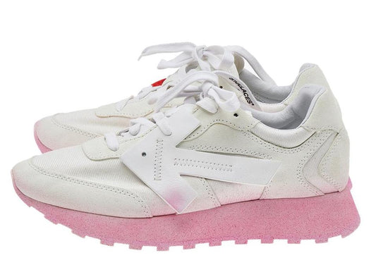 Weiß Rosa Wildleder & Polyamid Sneakers