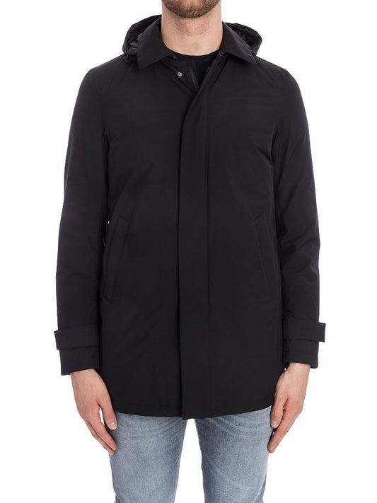 Schwarze Polyester-Daunenjacke