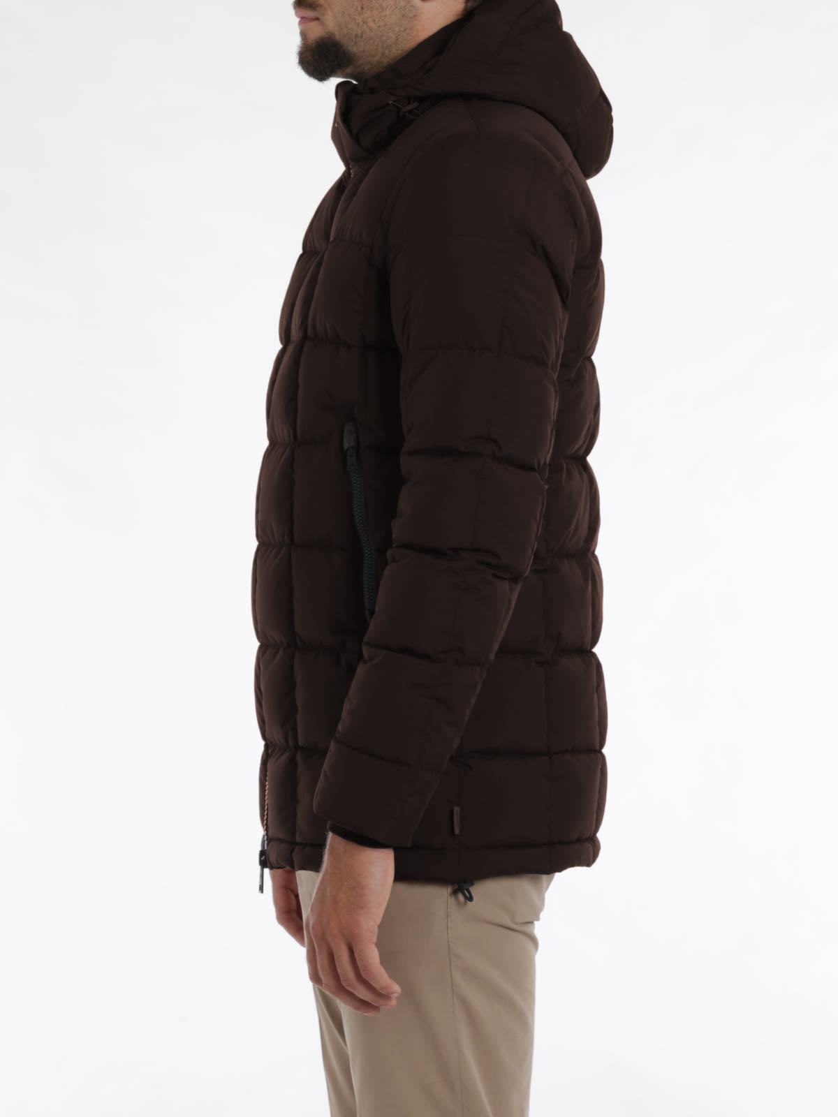 Braune Gänsedaunen-Wattierungsjacke