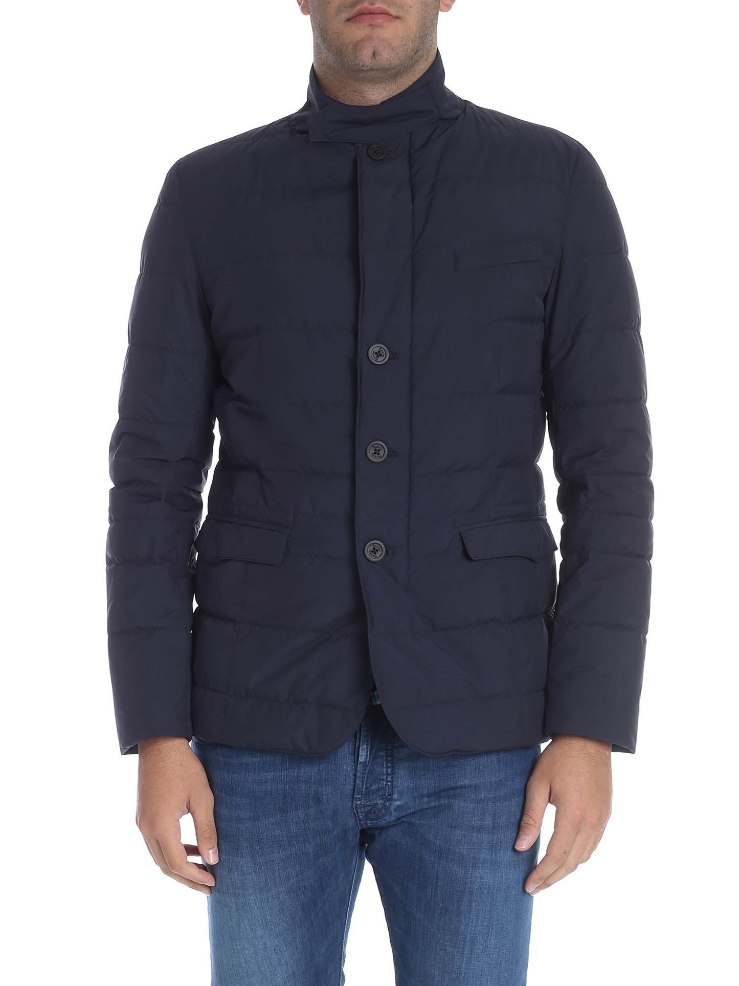 Blaue Polyester-Daunenjacke
