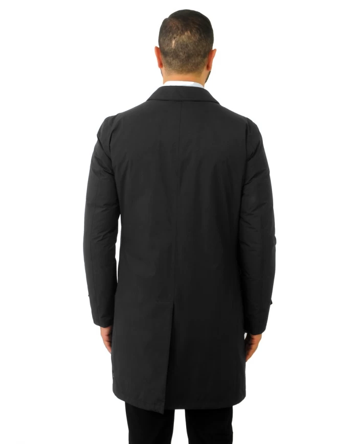 Schwarzer Polyester & Fluorfaser Regenmantel Jacke
