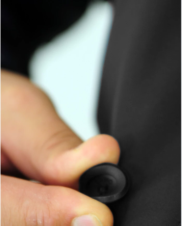 Schwarzer Polyester & Fluorfaser Regenmantel Jacke