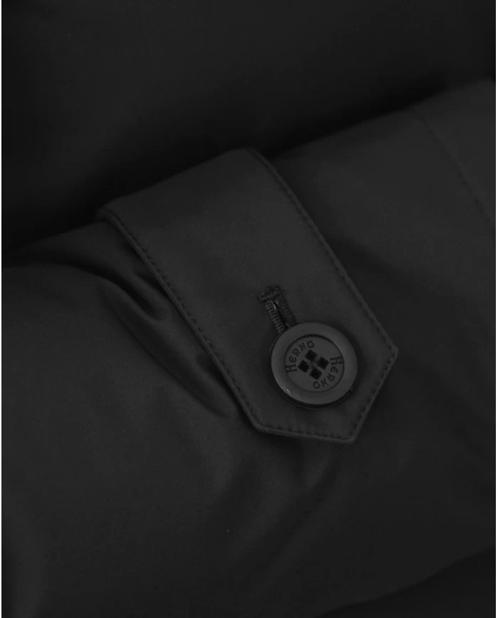 Schwarzer Polyester & Fluorfaser Regenmantel Jacke