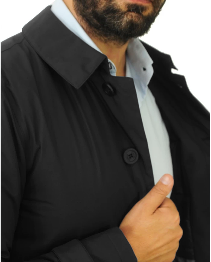 Schwarzer Polyester & Fluorfaser Regenmantel Jacke