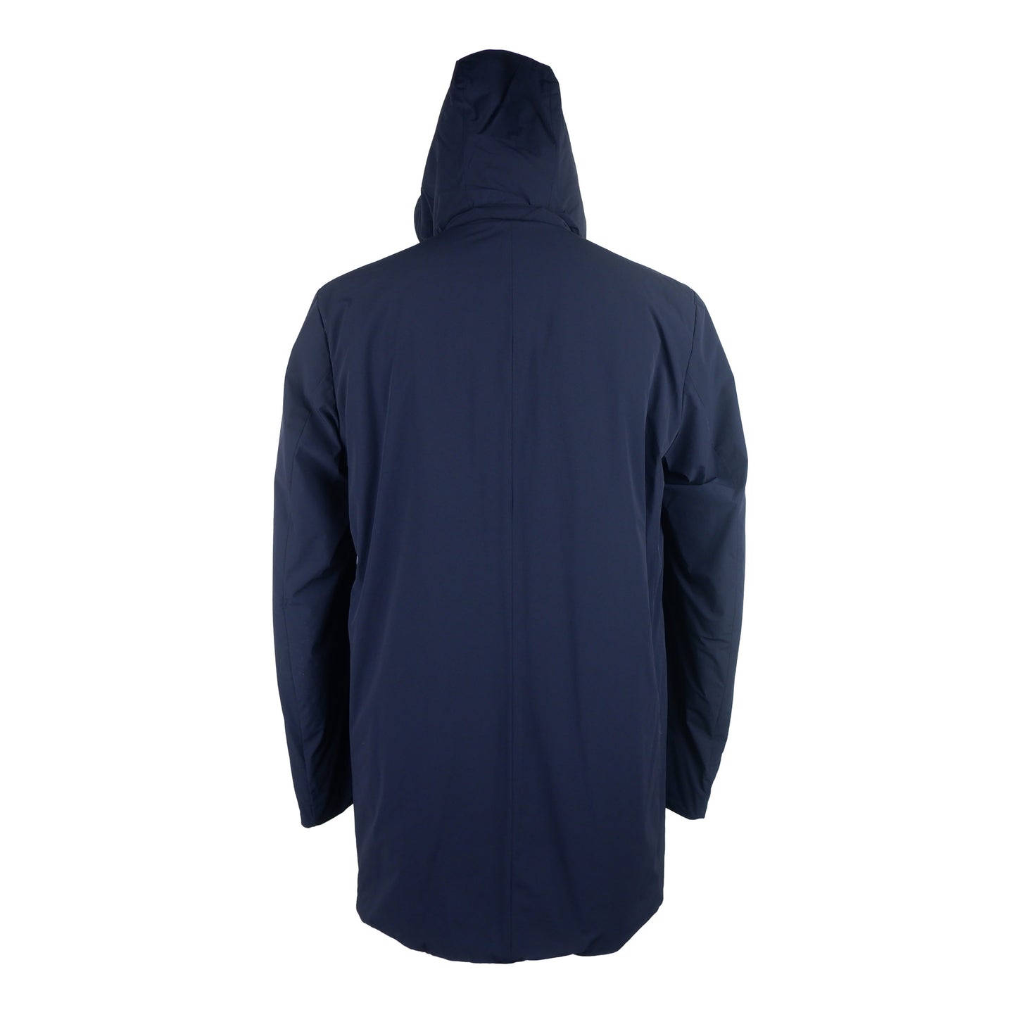 Blaue Polyamid Daunenjacke mit Kapuze Mantel