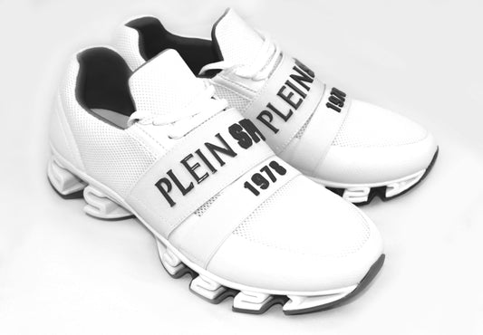 Weiße Polyester Marke Logo Sport Turnschuhe