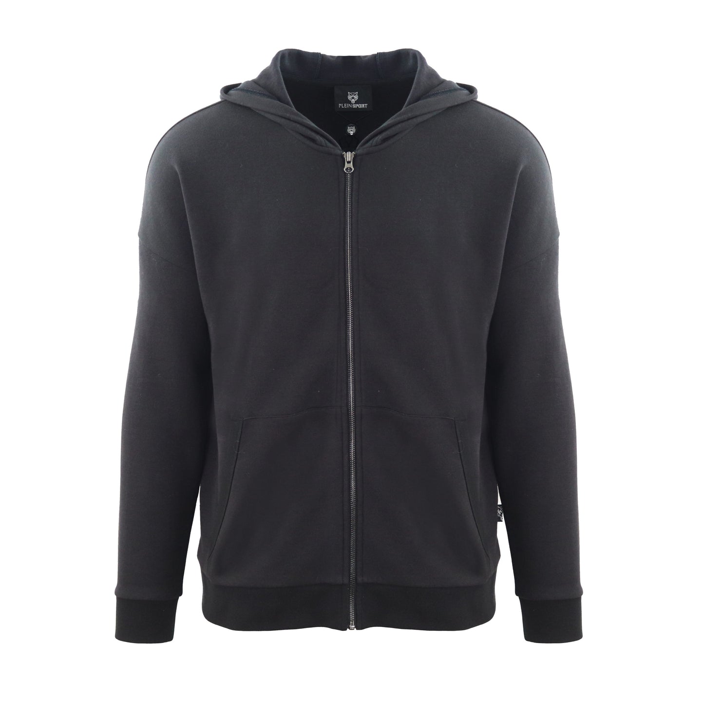 Schwarzes Sweatshirt aus Baumwolle mit Kapuze und Reißverschluss