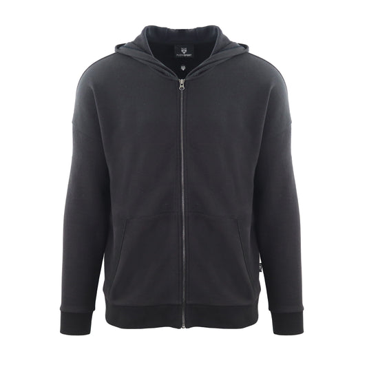 Schwarzes Sweatshirt aus Baumwolle mit Kapuze und Reißverschluss