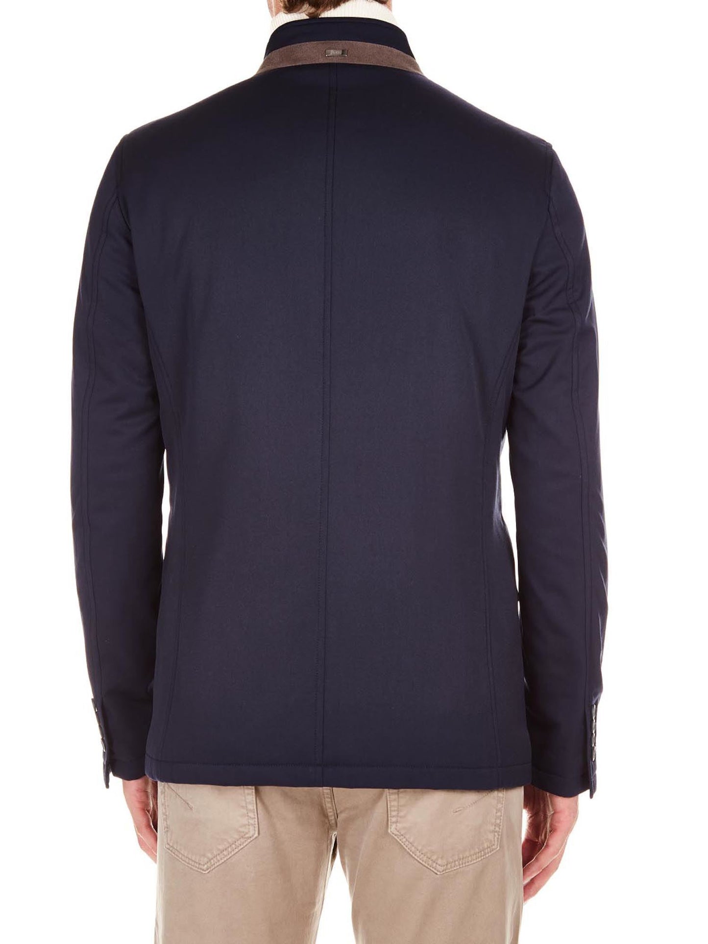 Blauer Wollmantel mit leichtem Stretch