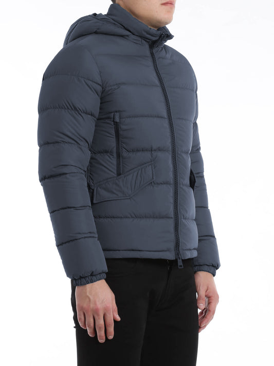 Blaue, wattierte Ultraleicht-Jacke aus Polyamid