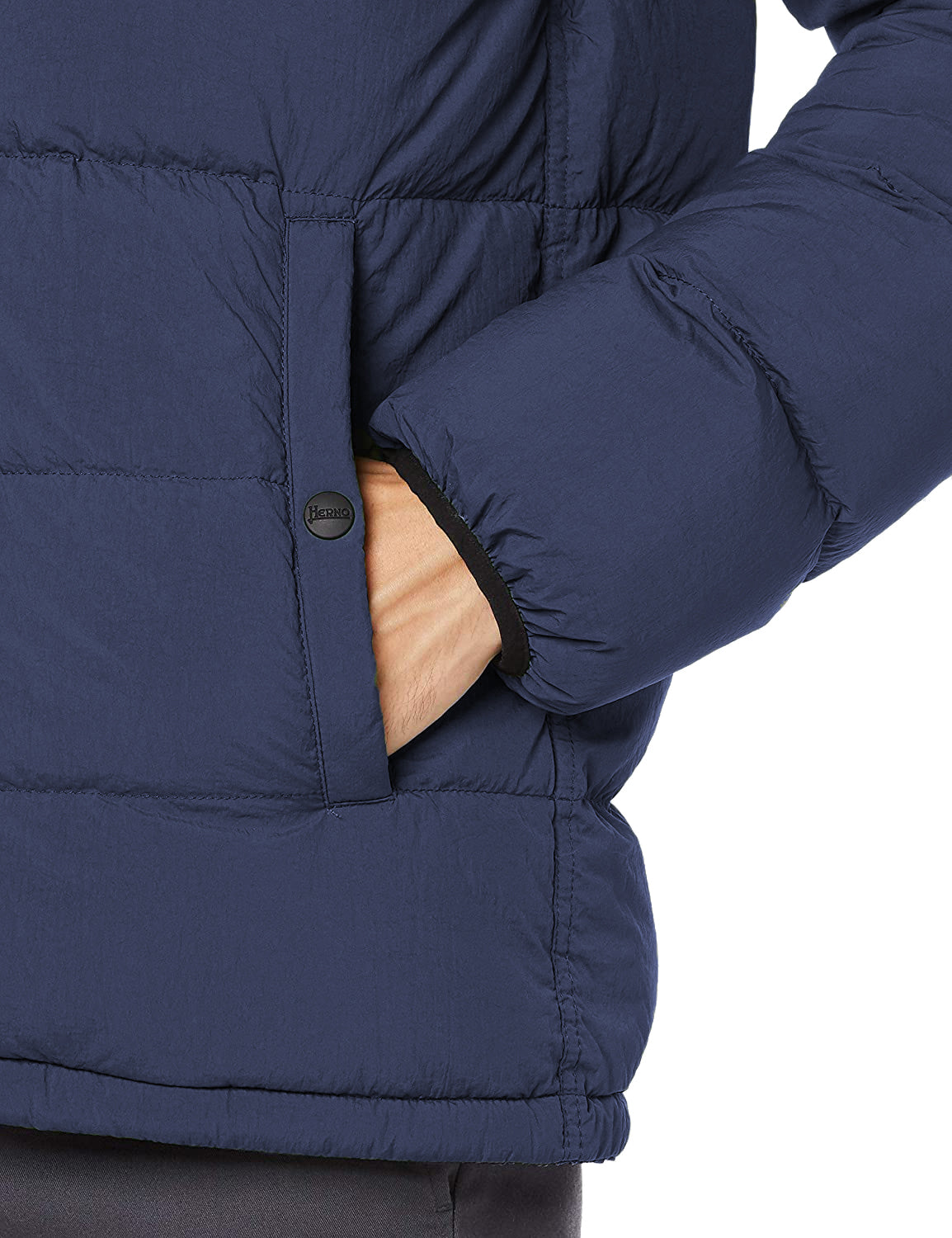 Blaue Polyamid-Daunen-Wendejacke