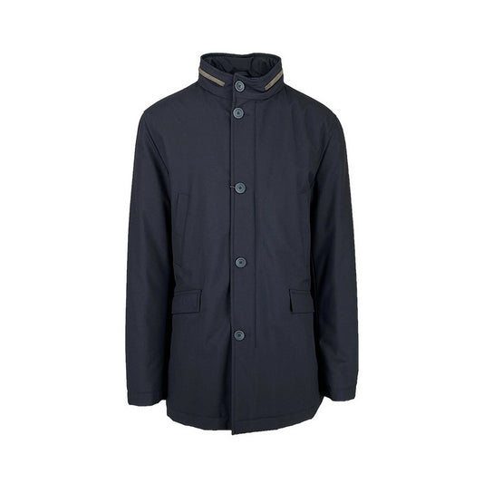 Blaue Polyester & Viskose Daunenjacke Mantel