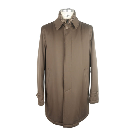 Brauner Trenchcoat aus Wolle mit Knopfverschluss