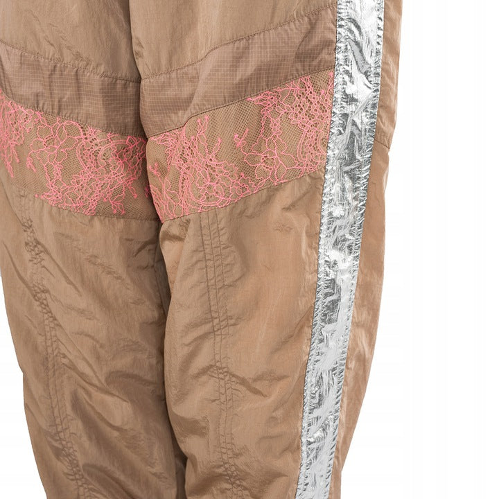 Beige Nylon Stretch-Jogging-Hose