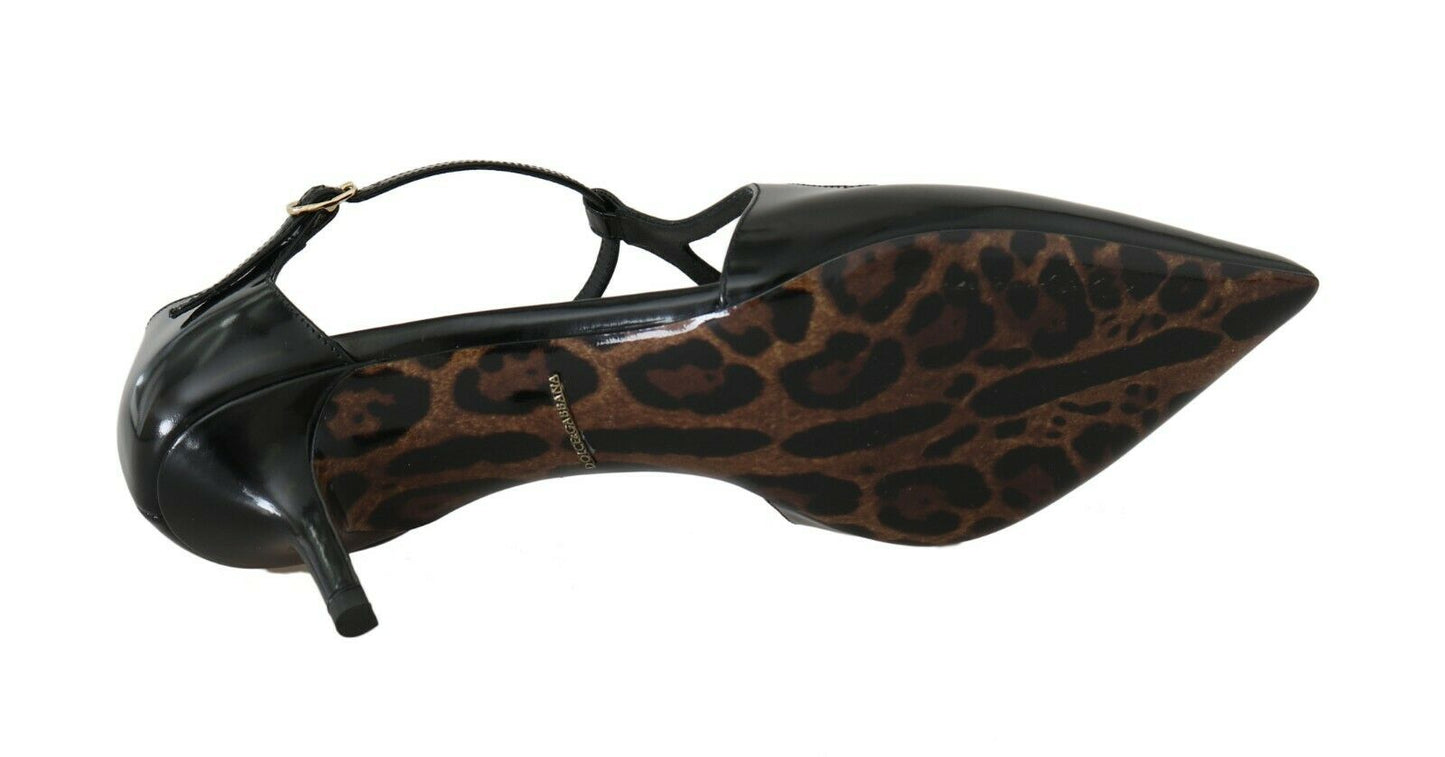 Schwarze T-Riemen-Sandalen aus Leder