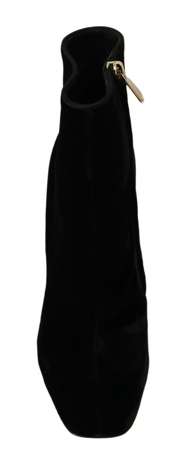 Schwarzer Samt Kristall Quadratische Absätze Schuhe