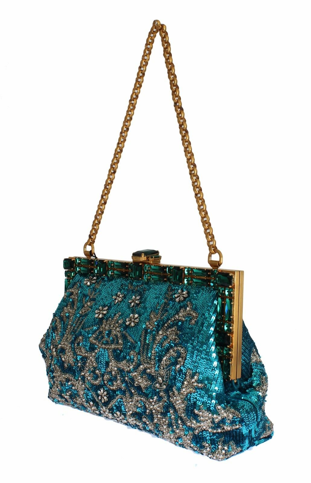 Blau Klar Kristall Gold Abend Clutch Geldbörse