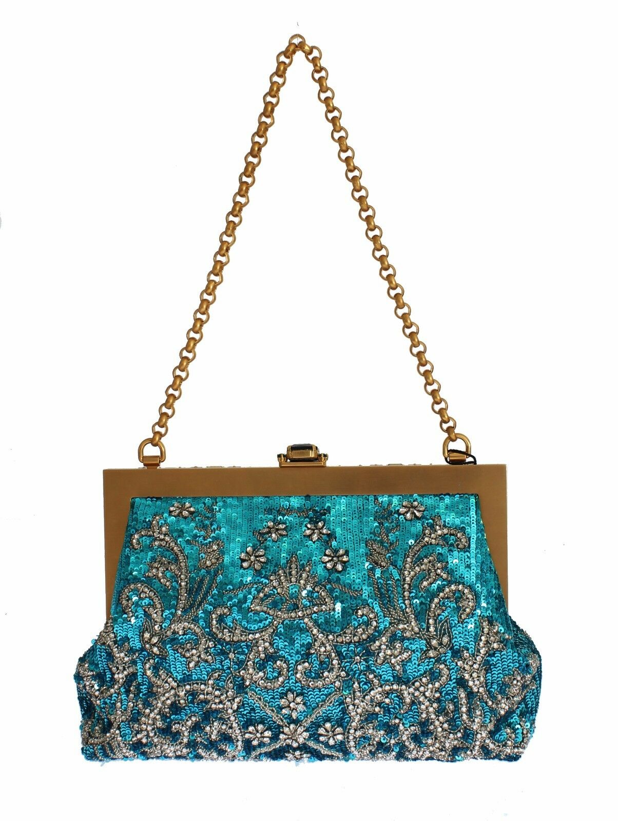 Blau Klar Kristall Gold Abend Clutch Geldbörse