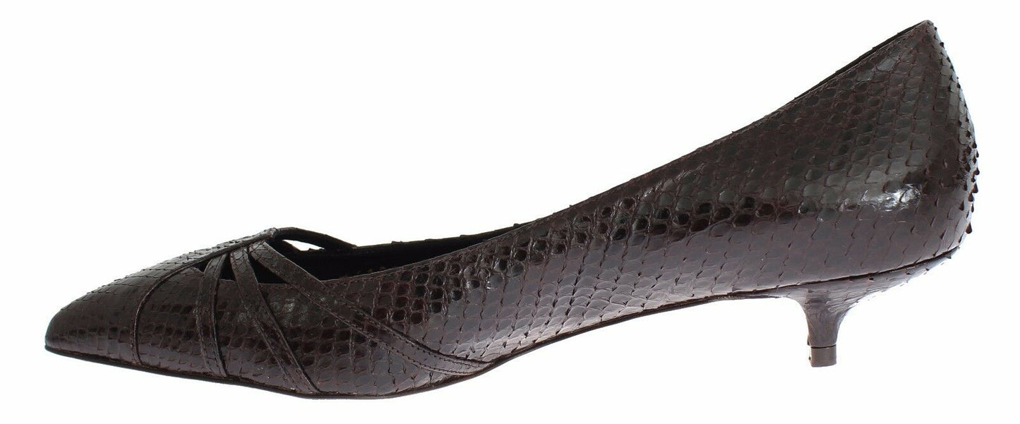 Braun Leder Kitten Heels Pumps Schuhe