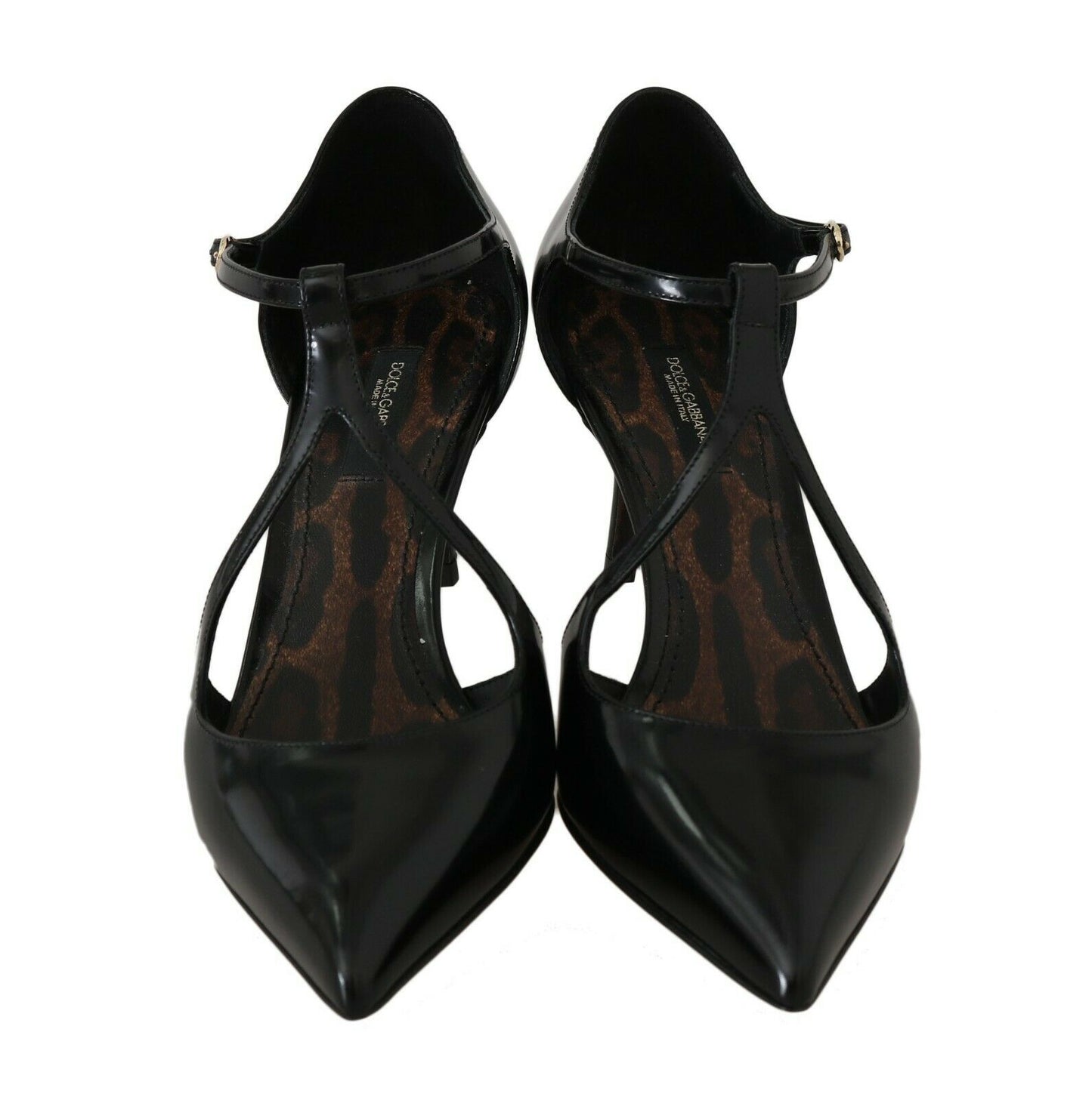 Schwarze T-Riemen-Sandalen aus Leder