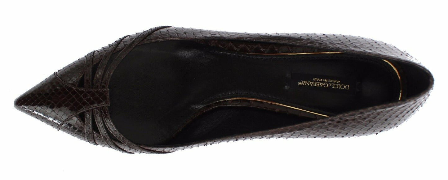 Braun Leder Kitten Heels Pumps Schuhe